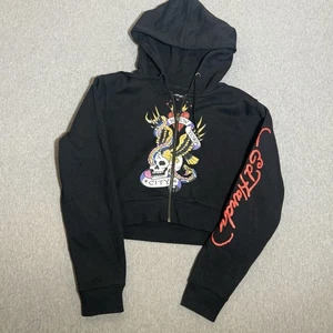 Ed Hardy NYC Full Zip Skull Jacke Cropped Hoodie Y2K 90s Tattoo Art Damen XL - Bild 1 von 6