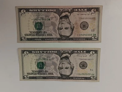 2 $5 US Star Notes, Trinaries : Free Shipping - Image 1 of 4