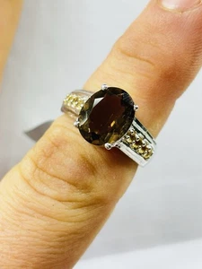Gemporia silver,smokey quartz and citrines ring UK size M new with tag - Picture 1 of 5