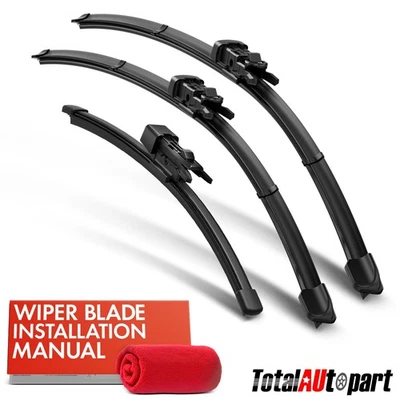 3Pcs Windshield Wiper Blades 24'' & 19'' &11'' for Volkswagen Golf GTI 2010-2014 - Image 1 of 4