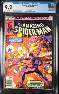AMAZING SPIDER-MAN #203 Newsstand Edition *3rd Dazzler WHITE 9.2 CGC *like cbcs - Picture 1 of 2