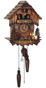 Quartz Cuckoo Clock Black Forest house with moving beer drink.. SC Q 5403/10 NEW - Picture 1 of 1