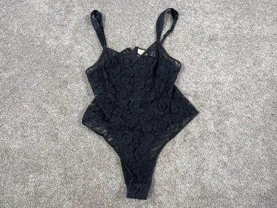 Victoria's Secret Bodysuit Womens 10 Black Lace Teddy Snap Crotch Zip Back A2091 - Image 1 of 4