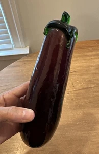 Vintage Amethyst Purple Glass Eggplant Vegetable Hand Blown Art Decor Kitchen - Picture 1 of 6