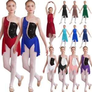 Freebily AU Girls Sequins Lyrical Modern Ballet Dance Dress Leotard Performance - Picture 1 of 131