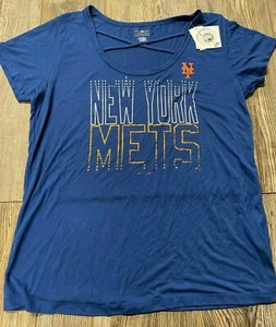 NWT Womens New York Mets Adorable Blue Super Soft Short Sleeve Shirt Size Large - Picture 1 of 3