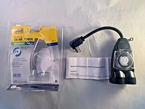 Smart Electrician Mechanical 24 Hr. Timer OUTDOOR Plug-In x 2 - Model: 59733 - Picture 1 of 6