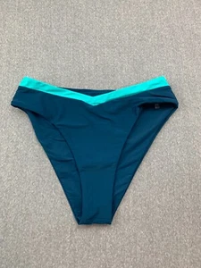V Front High Side Bikini Tankini Swimsuit Bottom Womens size M Green Teal Sexy - Picture 1 of 12