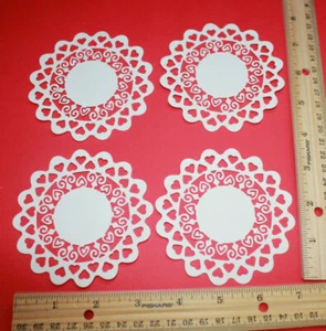 5 VALENTINE LOVE DOILY paper die cut embellishment scrapbook card making - Picture 1 of 24
