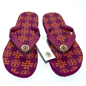 Tory Burch Zapatos Mujer 6 Chanclas Sandalias Fiesta Fushcia Sin Cordones Logo Estampado Nuevo con Etiquetas - Imagen 1 de 8