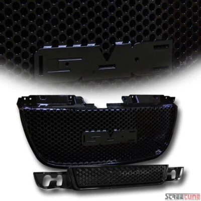 Black Round Hole Mesh Upper+Lower Front Bumper Grille For 07-14 Yukon Denali Xl — 第 1/3 张图片