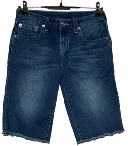 True Religion Denim Shorts Boys 18 Blue World Tour Section Cutoffs Actual 28X12 - Picture 1 of 10
