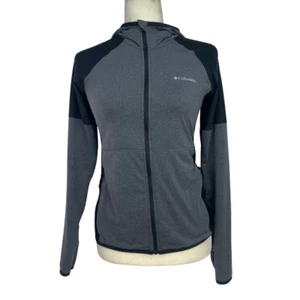Columbia Womens Full Zip Hoodie Colorblock Thumbholes Black Gray Size XS - Picture 1 of 12