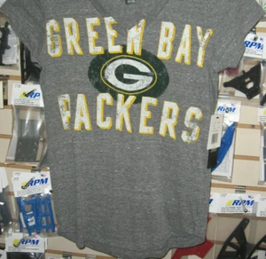 NFL GREEN BAY PACKERS G-III LADIES V-NECK GREY FADE T-SHIRT S SM SMALL NEW - Picture 1 of 1