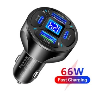 Fast Car Charger 2 USB Port+2 Type C Universal Socket Adapter For Samsung - Zdjęcie 1 z 16
