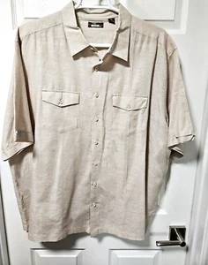 Cafe Luna Men's Natural Linen Blend Guayabera Style S/S Button Up Shirt Sz 3XL - Picture 1 of 3