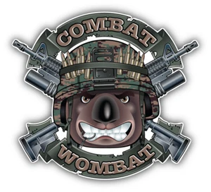 Combat Wombat Military Dog Head Car Bumper Sticker Decal - ''SIZES'' - Picture 1 of 1