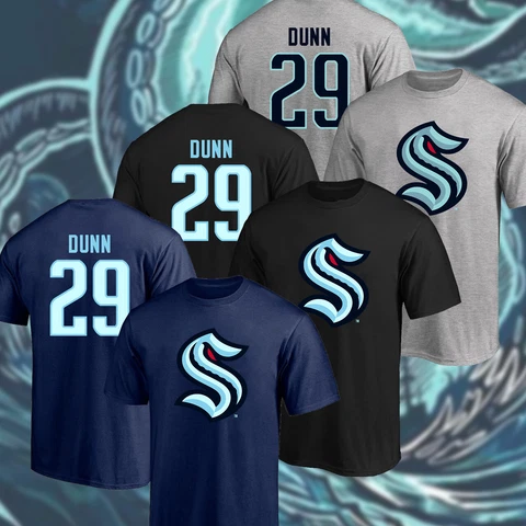 HOT SALE!! Vince Dunn #29 Seattle Team Name & Number T-Shirt S-5XL Gift Fan Cover
