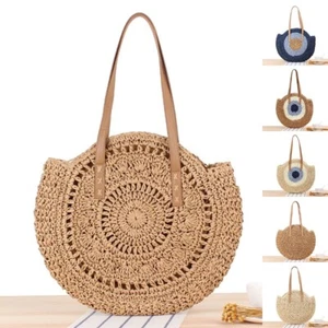 Straw Bag Shoulder Bag Clutch Summer Beach Rattan Basket - Picture 1 of 32