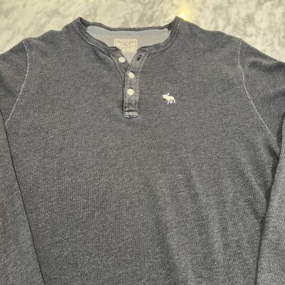 Camisa Abercrombie & Fitch Henley Hombre Grande Gris Y2K Manga Larga A&F Foto 1 de 4