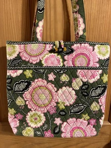 Vera Bradley Quilted Medium Handbag Pink Green Floral Tote Bag - Picture 1 of 8