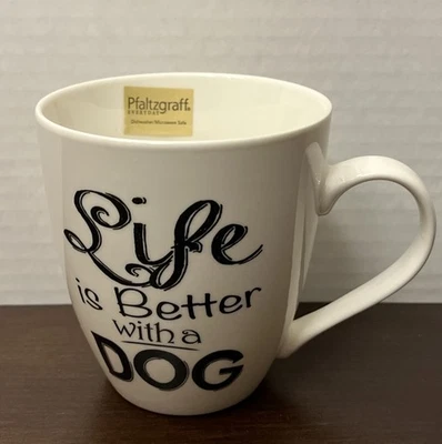 Taza de café grande Pfaltzgraff Life Is Better With A Dog 18 oz negra blanca Foto 1 de 4