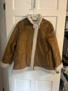 Old Navy Women’s Faux Brown Suede Shearling Jacket XL Vegan Western Boho Cozy - Picture 1 of 12