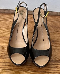 GIUSEPPE ZANOTTI sandalo nero plateau vernice tacco misura 39 Italia - Foto 1 di 12