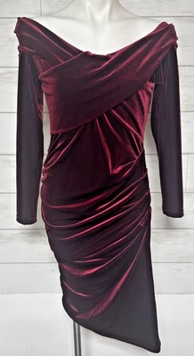 Vestido de terciopelo de vino tinto Me & Thee Cliffhanger para mujer talla 10 vestido de fiesta de vacaciones Foto 1 de 4