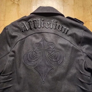 Affliction Buckle Exclusive Wool Blend Pea Coat Gothic Men’s 2XL Embroidered MMA - Picture 1 of 14