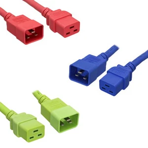 2FT-10FT Color-Coded R/B/G C19/C20 Power Cable Cord 12AWG Server Network Router - Picture 1 of 1