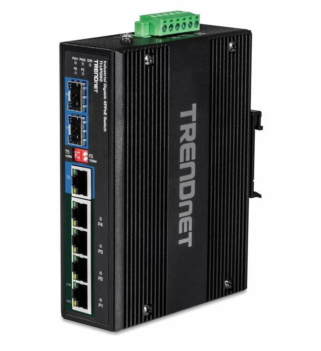 TRENDnet 6-port Hardened Industrial Gigabit Ultra Poe Din-rail Switch
