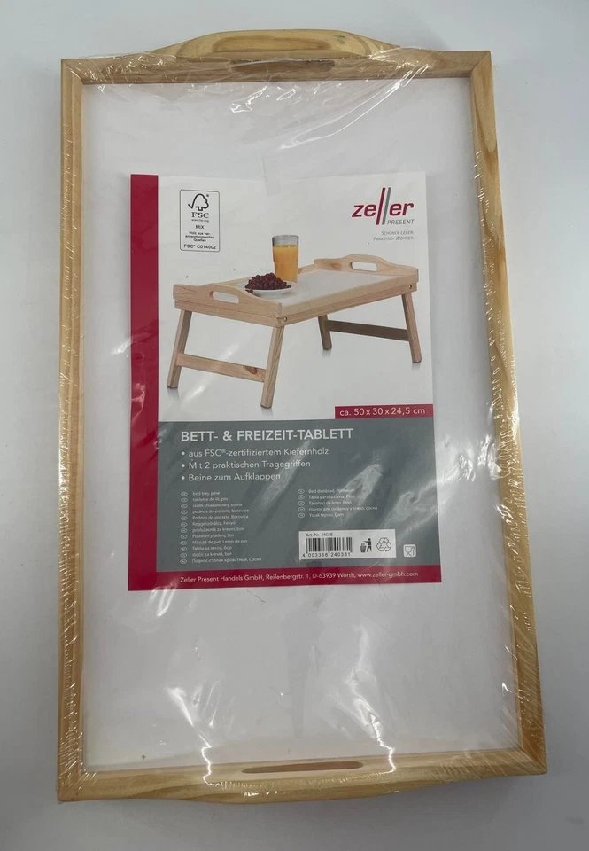 Betttablett mit einklappbaren Füßen, Holztablett, Serviertablett, Kiefer, ZELLER - Bild 1 von 1