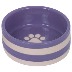 Nobby Ceramic Bowl Strio Purple/Cream, Various Sizes, NEW - Picture 1 of 4