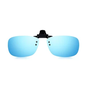 Blue Mirror Flip Up Lenses For Men & Women,Clip On Sunglasses Over Your Glasses - Picture 1 of 10