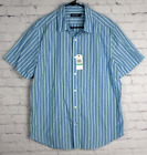 NAUTICA Men's Bright Aqua Blue/Green Vertical Striped Button-down Shirt  Size L