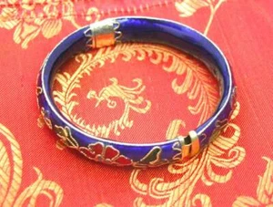 70mm Blue Handwork China Cloisonne Enamel Bangle Cuff Bracelet for Women Jewelry - Picture 1 of 5