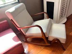 Beige Comfort Solid Wood Rocking Chair with Ottoman/80*40*120 - Picture 1 of 2