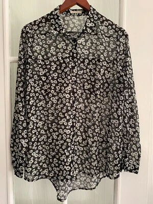 BNWOT Women’s Black & White Floral Chiffon Blouse / Shirt / Top UK Size S - Image 1 of 4