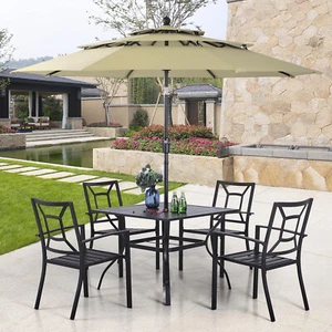 6 Piece Patio Furniture Set Outdoor Furniture Chairs Table with Patio Umbrella - Picture 1 of 12