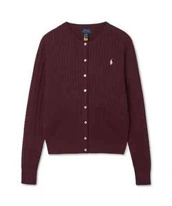 Genuine Polo Ralph Lauren Girls 8-18 Years Mini Cotton Cable Cardigan - Red - Picture 1 of 8