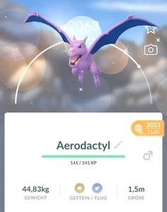 ✨#142 Shiny Aerodactyl / Aerodattilo Redento Pokémon Go✨ - Foto 1 di 2