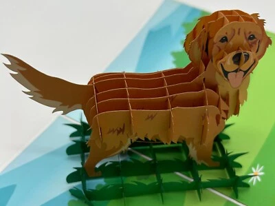 Golden Retriever Dog 3D Pop Up Card Pet Friend Puppy Pup Outdoors Happy Pup Foto 1 de 4