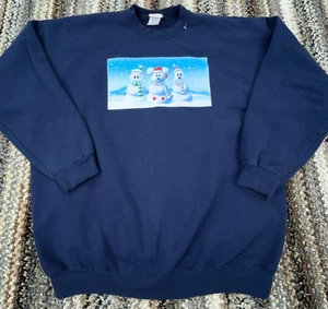 Vintage Disney Sweatshirt Men Large Blue Crewneck Sweater Mickey Goofy Y2K 2000s - Picture 1 of 13