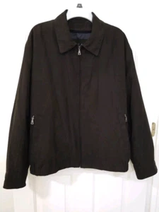NEW MENS Jos A Bank Micro Suede THICK Zip Bomber Jacket Coat Large Brown LINED - Picture 1 of 13