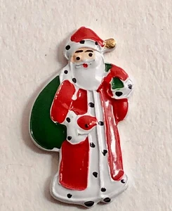 VINTAGE Hand Painted Victorian Santa w Bag ~ JHB Aluminum Button - Picture 1 of 2