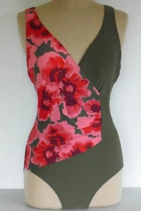 Nagelneuer Damen Badeanzug - Wickeloptik - florales Muster - Cup D - 36422326 - Bild 1 von 3