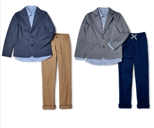 Wonder Nation Little Boys Suit Set Blazer/Shirt/Pants Size 5 Navy Beige Gray - Picture 1 of 7