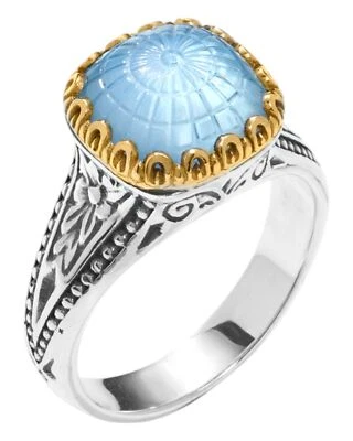 Konstantino Dome Silver 18k Gold MOP Blue Spinel Ring DKJ970-628 S6 MSRP $690 - Image 1 of 4