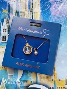 2021 Disney World 50th Anniversary Alex & Ani Gold Cinderella Castle Necklace - Picture 1 of 1